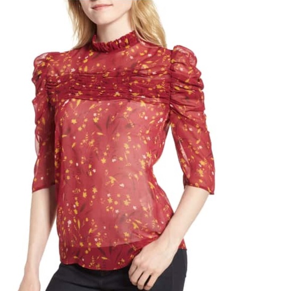 Chelsea28 Tops - Floral Ruffle Blouse